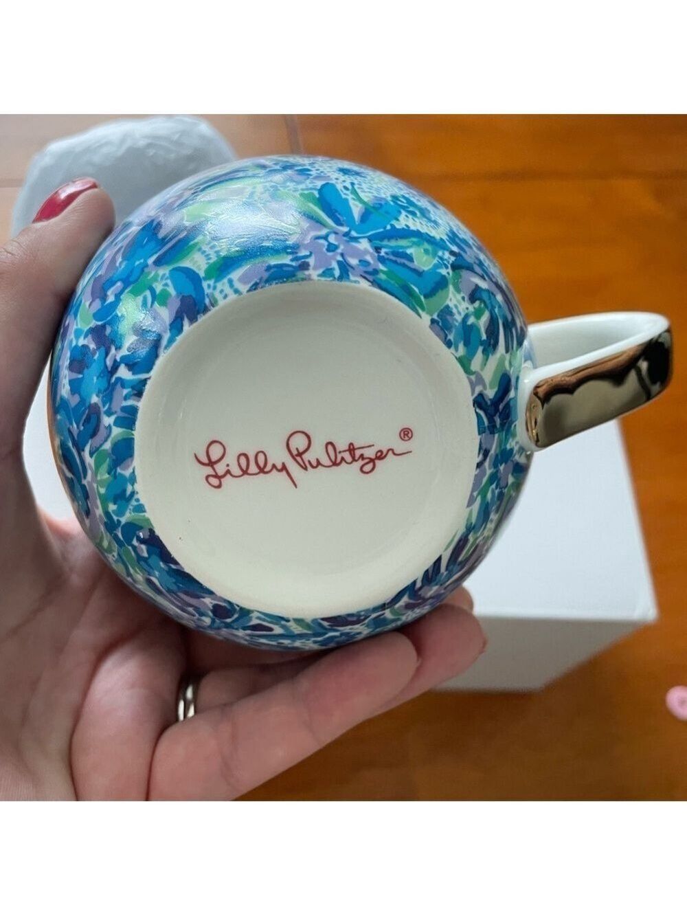 Lilly Pulitzer Set: 2 Oversized Mugs
"Lion Around" Blue Floral Gold Trim NIB - Picture 8 of 16